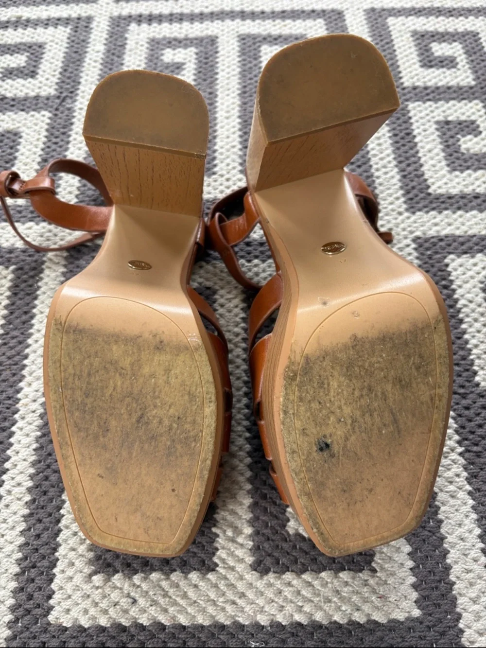 Zara Tan Leather Woven Ankle-Strap Sandals - Picture 6 of 6